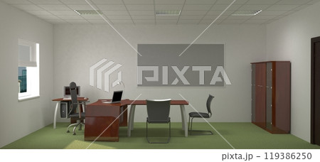 office, interior visualization, 3D illustration office, interior visualization, 3D illustration 119386250