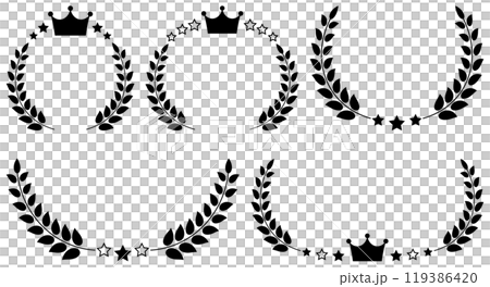 Laurel illustration [monochrome] set 119386420
