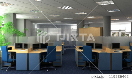 office, interior visualization, 3D illustration office, interior visualization, 3D illustration 119386462
