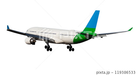 Modern comfortable commercial passenger airplane isolated on white background Modern comfortable commercial passenger airplane isolated on white background 119386533