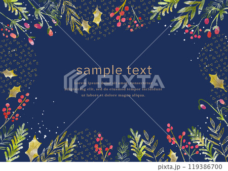 クリスマスの賑やかな植物フレーム 119386700