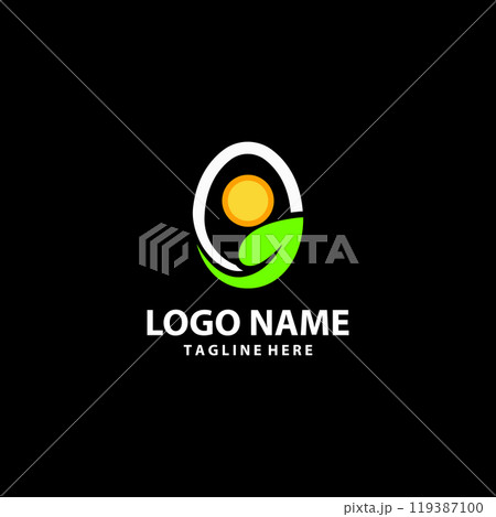 leaf fried egg logo design vector leaf fried egg logo design vector 119387100