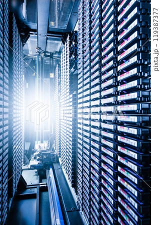 big data center storage with full of rack servers 119387377
