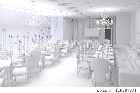 restaurant, interior visualization, 3D illustration 119387831