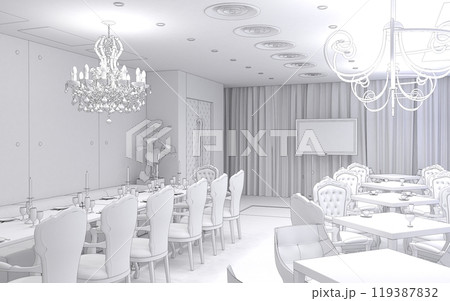 restaurant, interior visualization, 3D illustration 119387832