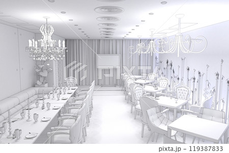 restaurant, interior visualization, 3D illustration 119387833