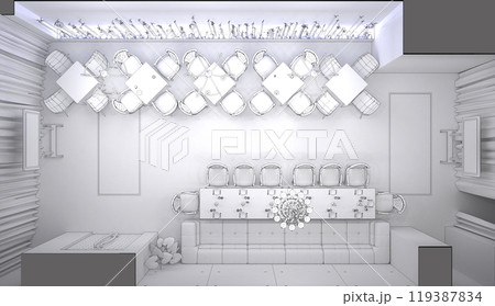 restaurant, interior visualization, 3D illustration 119387834