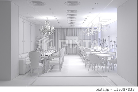restaurant, interior visualization, 3D illustration 119387835