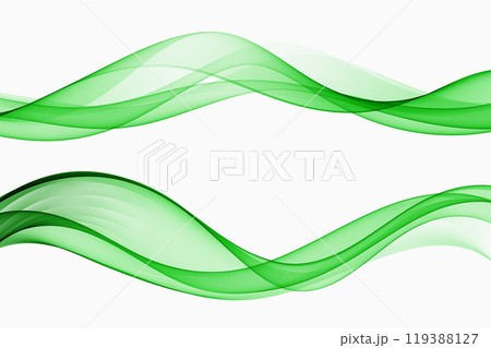 A green transparent wave stream. Abstract wave background. 119388127
