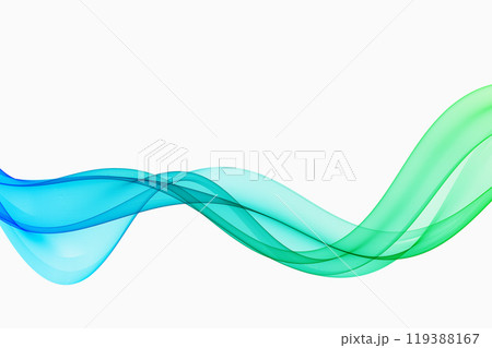 Blue and green transparent wavelength flow lines. Abstract wave background 119388167