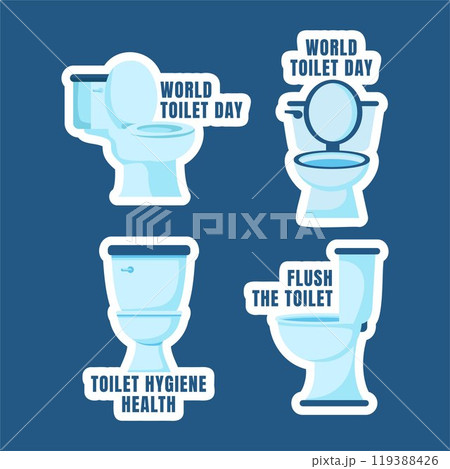 Flat Cartoon World Toilet Day Social Media Label for Sanitation Awareness 119388426