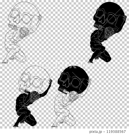 Titan Atlas holding a Halloween skull 119388567