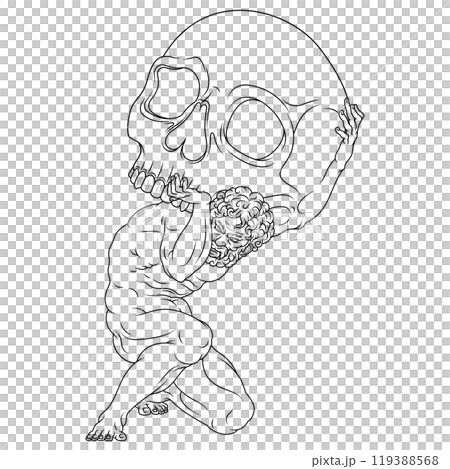 Titan Atlas holding a Halloween skull Titan Atlas holding a Halloween skull 119388568