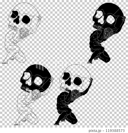 Titan Atlas holding a Halloween skull Titan Atlas holding a Halloween skull 119388573