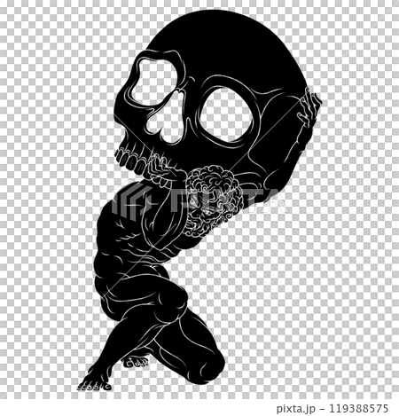 Titan Atlas holding a Halloween skull 119388575