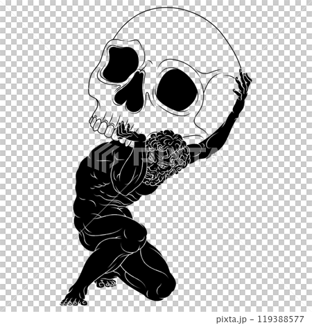 Titan Atlas holding a Halloween skull Titan Atlas holding a Halloween skull 119388577