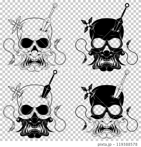 Skull with japanese hannya mask 119388578
