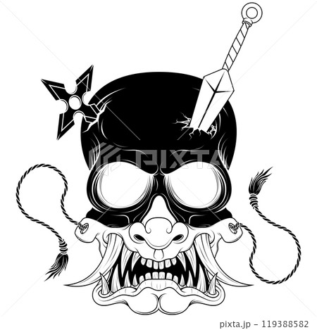 Skull with japanese hannya mask Skull with japanese hannya mask 119388582