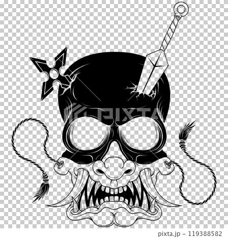 Skull with japanese hannya mask Skull with japanese hannya mask 119388582