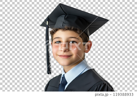 Boy graduating on transparent background. AI-generated item. 119388933
