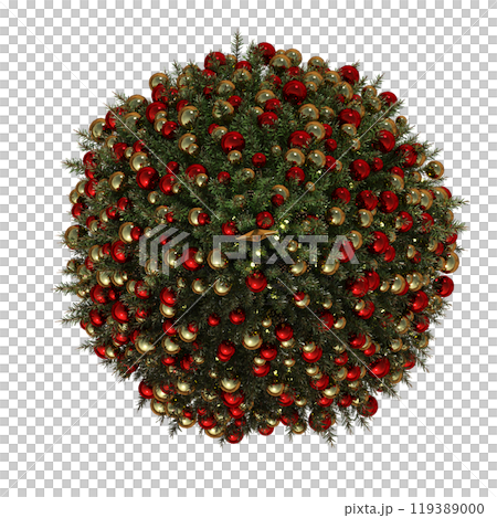 Christmas tree with decorations, isolate on a transparent background, 3d illustration, cg render Christmas tree with decorations, isolate on a transparent background, 3d illustration, cg render 119389000