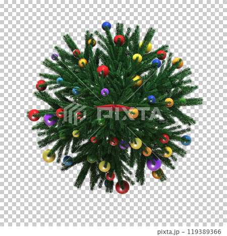 Christmas tree with decorations, isolated on white background, 3D illustration, cg render 119389366