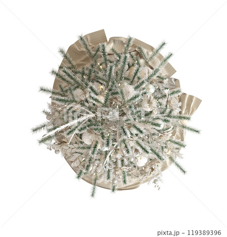 Christmas tree with decorations, isolated on white background, 3D illustration, cg render Christmas tree with decorations, isolated on white background, 3D illustration, cg render 119389396