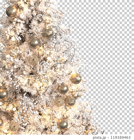 Christmas tree with decorations, isolated on white background, 3D illustration, cg render 119389463