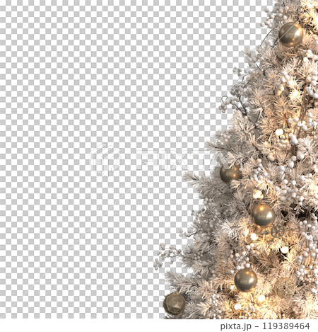 Christmas tree with decorations, isolated on white background, 3D illustration, cg render Christmas tree with decorations, isolated on white background, 3D illustration, cg render 119389464