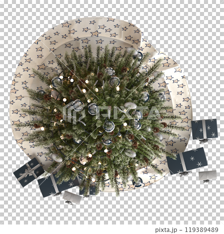 Christmas tree with decorations, isolated on white background, 3D illustration, cg render Christmas tree with decorations, isolated on white background, 3D illustration, cg render 119389489