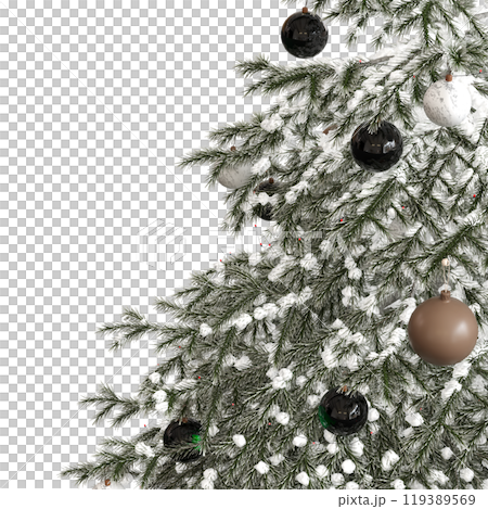 Christmas tree with decorations, isolated on white background, 3D illustration, cg render 119389569