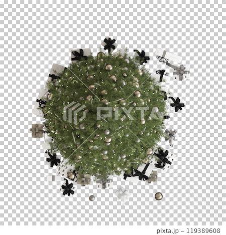 Christmas tree with decorations, isolated on white background, 3D illustration, cg render 119389608