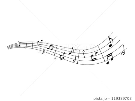 波型の五線譜と音符のあしらい 119389708