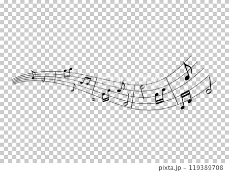 波型の五線譜と音符のあしらい 119389708