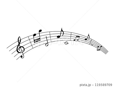 アーチ型の五線譜と音符のあしらい 119389709