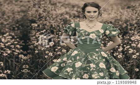 花畑に佇む美しい女性 花畑に佇む美しい女性 119389948