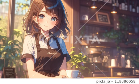 カフェで働く日本人美少女 119390059