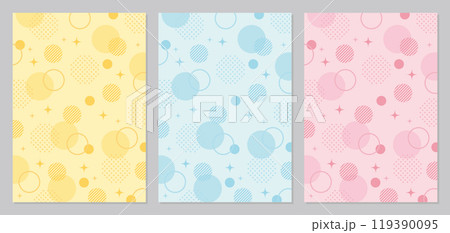 メンフィス　幾何学　水玉　キラキラ　背景　A4セット	 119390095