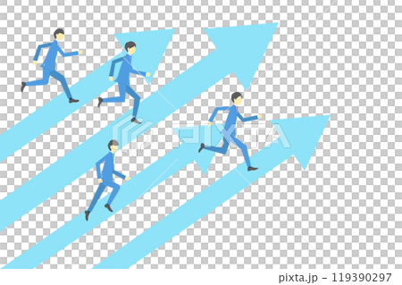 商人在右肩上帶著向上的箭頭奔跑 119390297