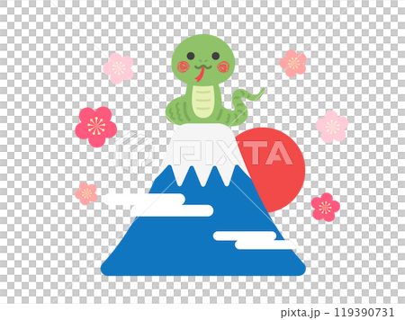 富士山頂上的蛇角色插圖 119390731