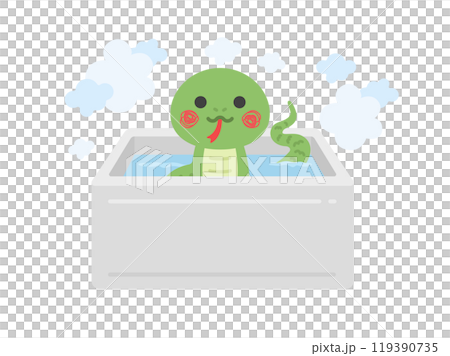 蛇角色洗澡的插圖 蛇角色洗澡的插圖 119390735