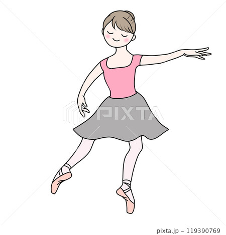 ピンクのレオタードで練習するバレリーナ 119390769