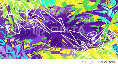 Abstract Hip Hop Urban Street Art Graffiti Style Vector Illustration Background Banner Abstract Hip Hop Urban Street Art Graffiti Style Vector Illustration Background Banner 119391099