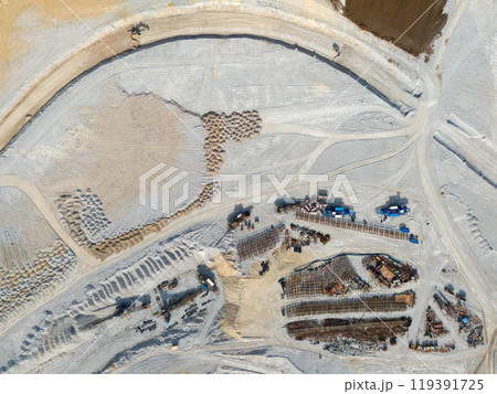 Construction of reinforced structures and buildings inside an open pit coal mine 119391725