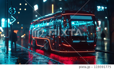 AI搭載バスが自動運転するイメージ画像 AI搭載バスが自動運転するイメージ画像 119391775