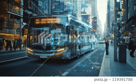 AI搭載バスが自動運転するイメージ画像 AI搭載バスが自動運転するイメージ画像 119391780