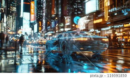 AI搭載タクシーが自動運転するイメージ画像 AI搭載タクシーが自動運転するイメージ画像 119391850