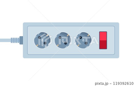 Socket Extension cord. Electric Power outlet plug. Power strip. Vector illustration. Socket Extension cord. Electric Power outlet plug. Power strip. Vector illustration. 119392610