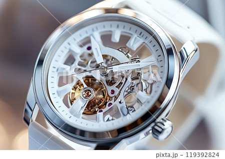 Luxury skeleton watch showing time passing by 119392824