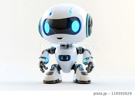 White modern robot standing on white background 119393029